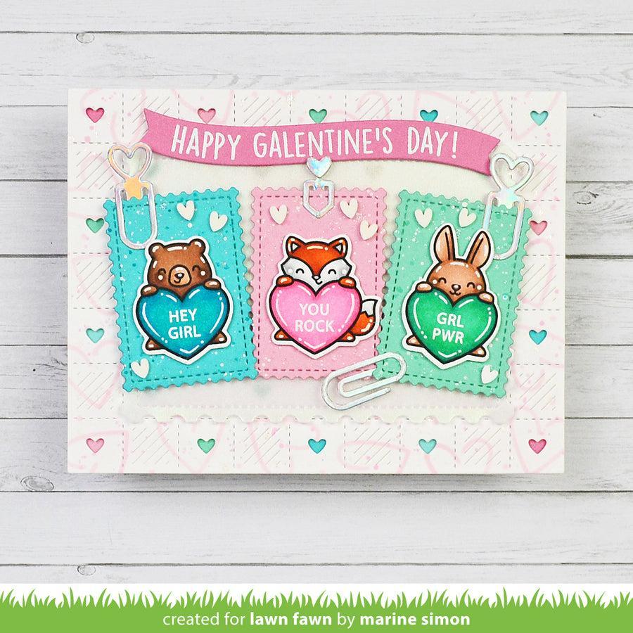 Lawn Fawn - Clear Stamps - Critter Conversation Hearts-ScrapbookPal
