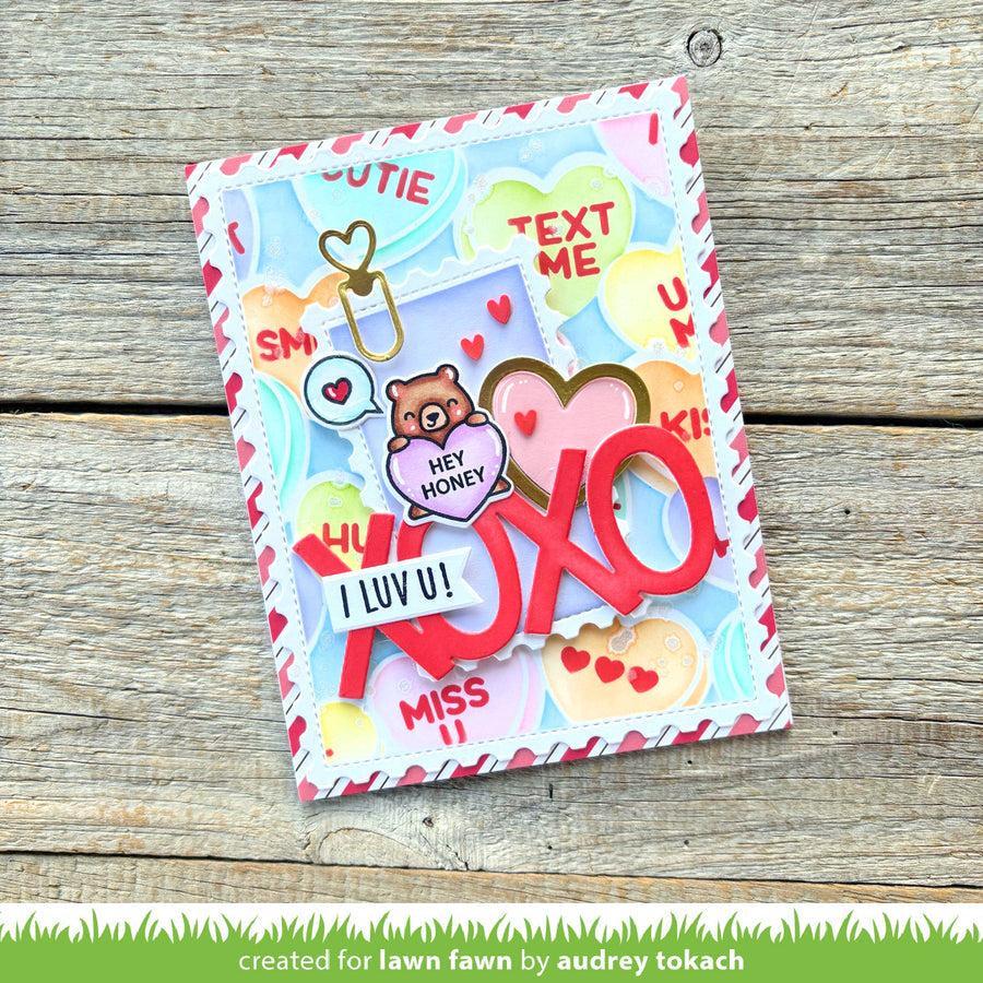Lawn Fawn - Clear Stamps - Critter Conversation Hearts-ScrapbookPal