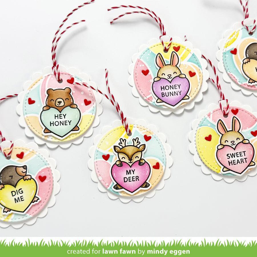 Lawn Fawn - Clear Stamps - Critter Conversation Hearts-ScrapbookPal