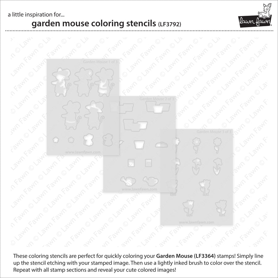 Lawn Fawn - Coloring Stencils - Garden Mouse-ScrapbookPal