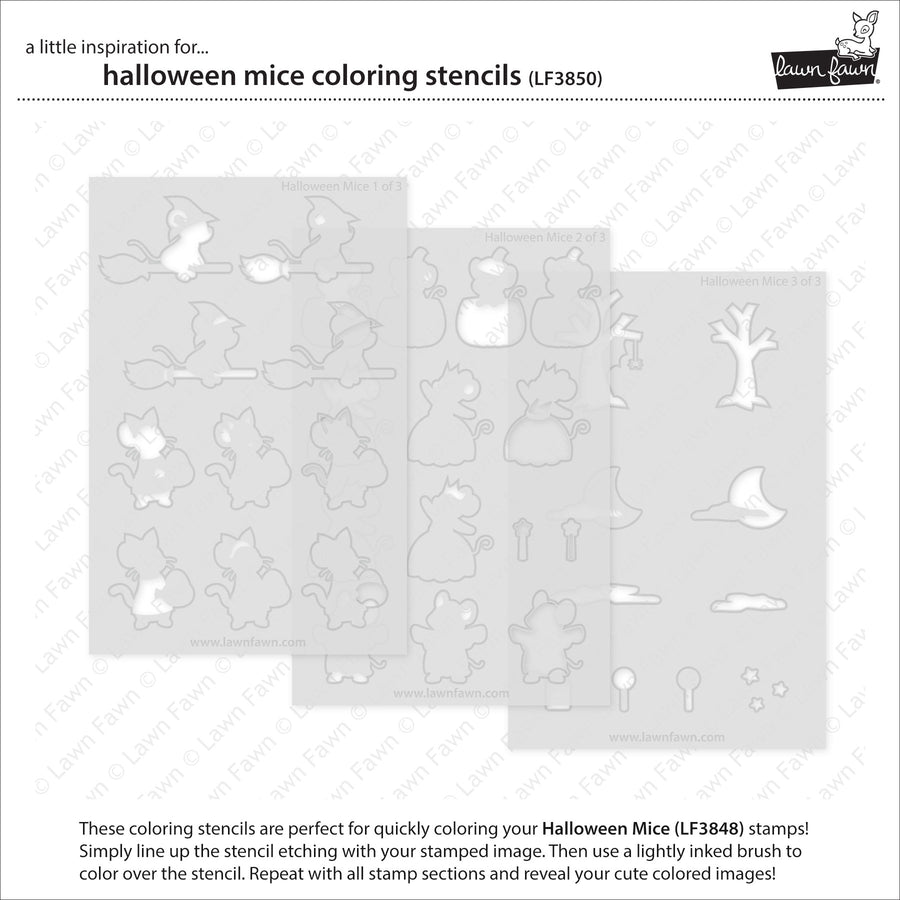 Lawn Fawn - Coloring Stencils - Halloween Mice-ScrapbookPal