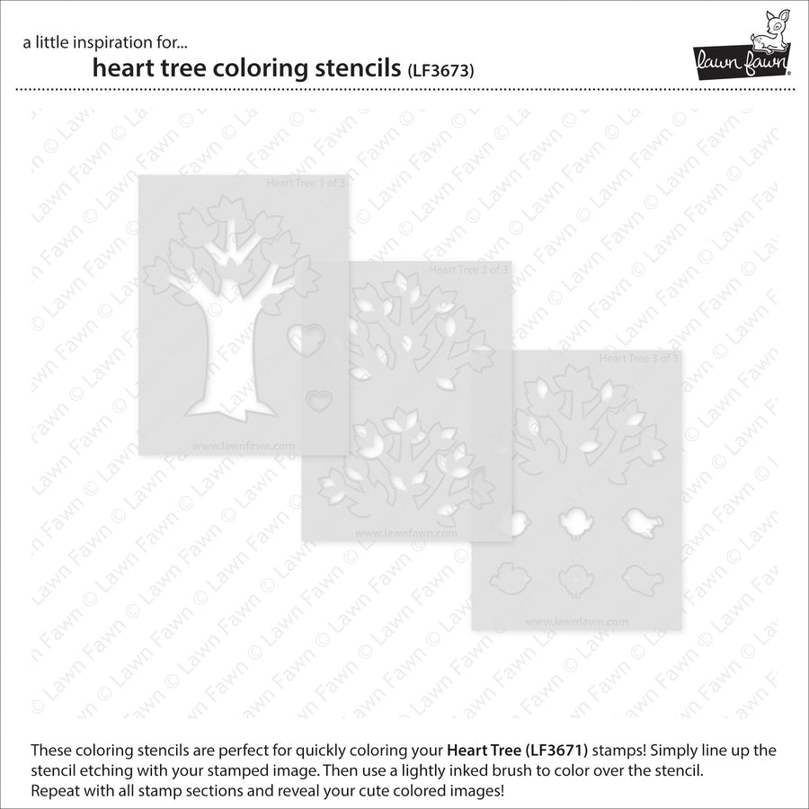 Lawn Fawn - Coloring Stencils - Heart Tree-ScrapbookPal