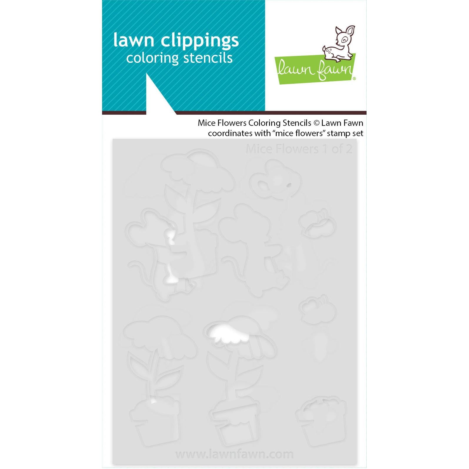 Lawn Fawn - Coloring Stencils - Mice Flowers-ScrapbookPal