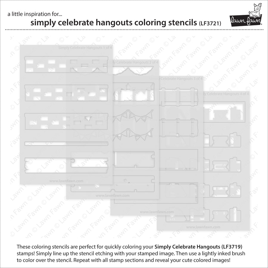 Lawn Fawn - Coloring Stencils - Simply Celebrate Hangouts-ScrapbookPal