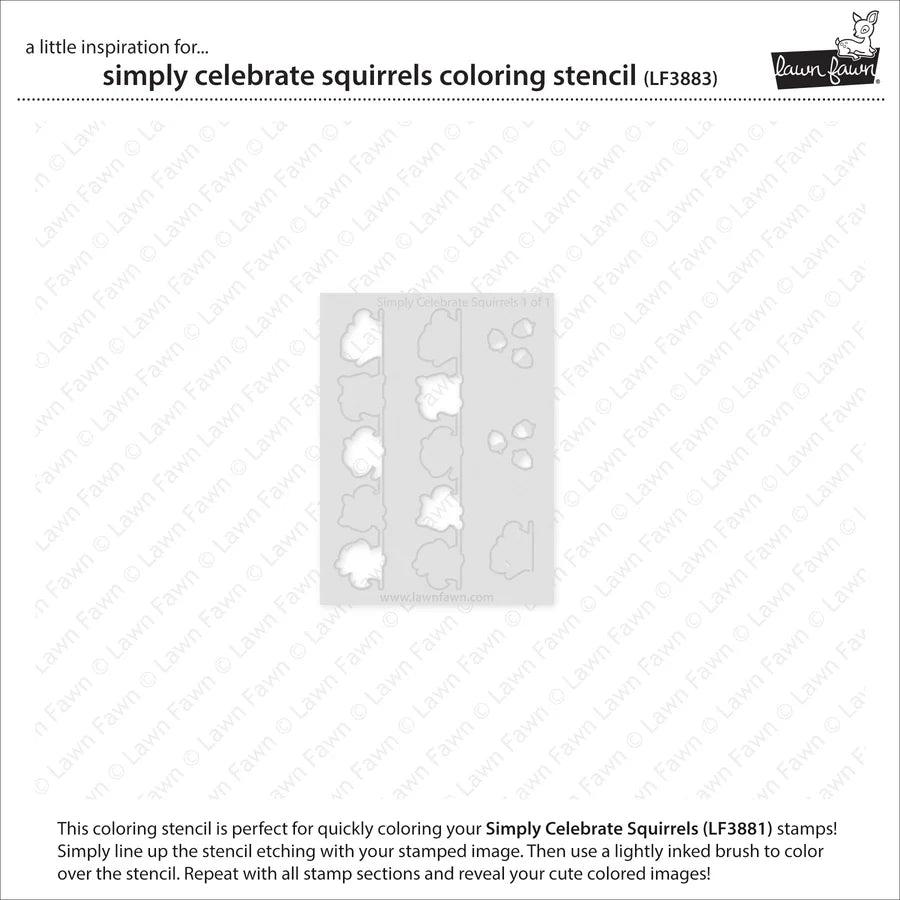 Lawn Fawn - Coloring Stencils - Simply Celebrate Squirrels-ScrapbookPal