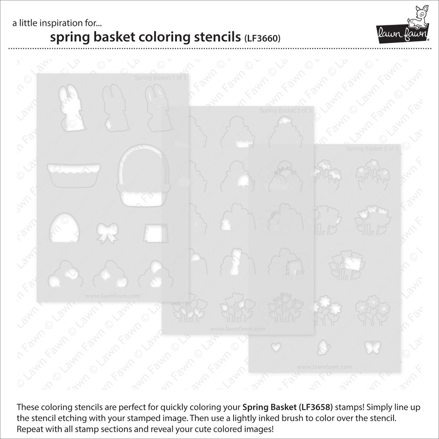 Lawn Fawn - Coloring Stencils - Spring Basket-ScrapbookPal