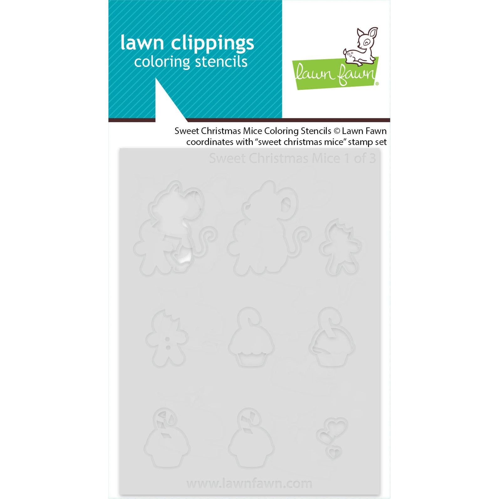 Lawn Fawn - Coloring Stencils - Sweet Christmas Mice-ScrapbookPal