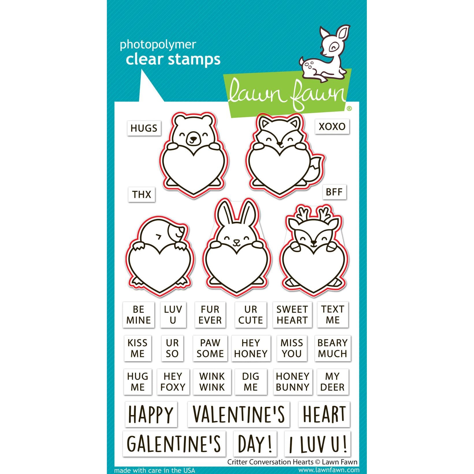 Lawn Fawn - Lawn Cuts - Critter Conversation Hearts-ScrapbookPal