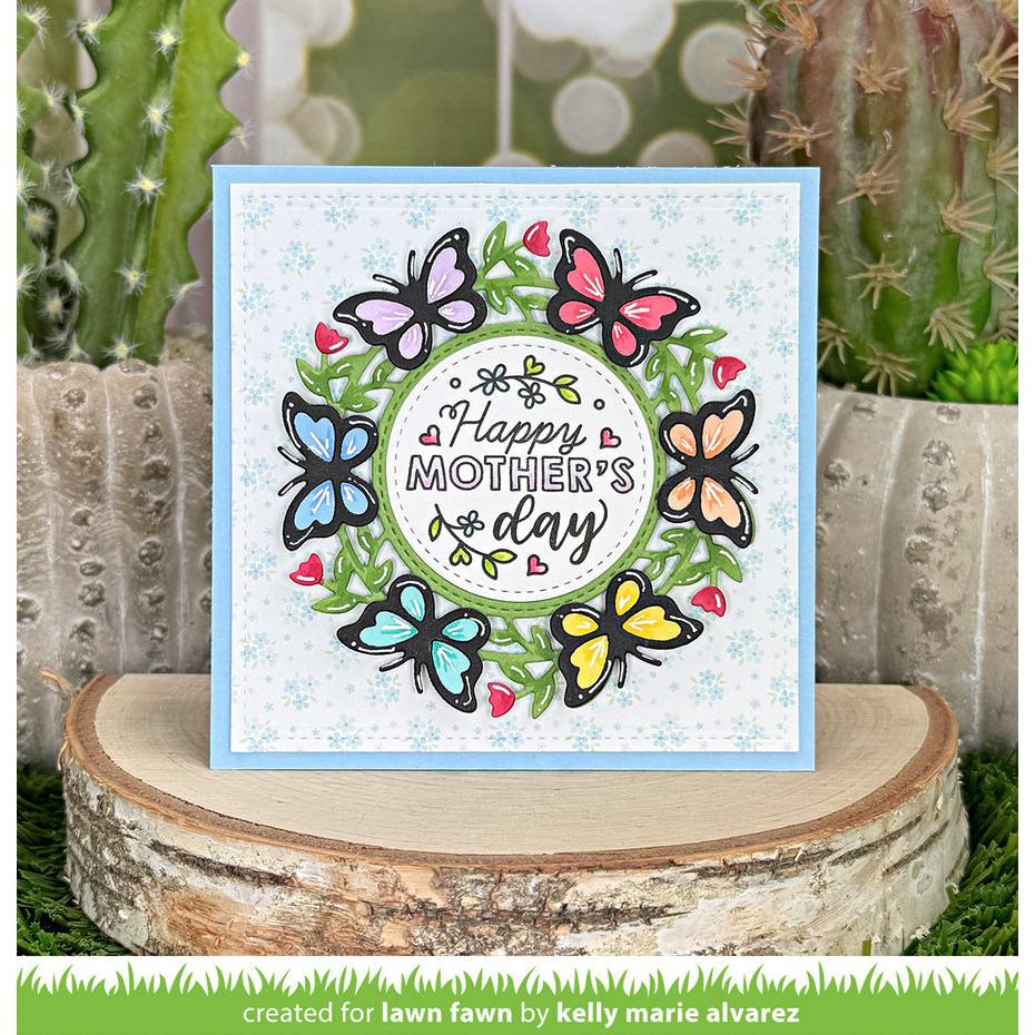Lawn Fawn - Lawn Cuts - Magic Iris Butterfly Wreath Add-On-ScrapbookPal