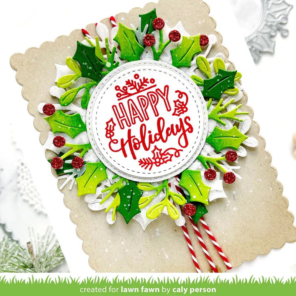 Lawn Fawn - Lawn Cuts - Magic Iris Holly Wreath Add-On-ScrapbookPal