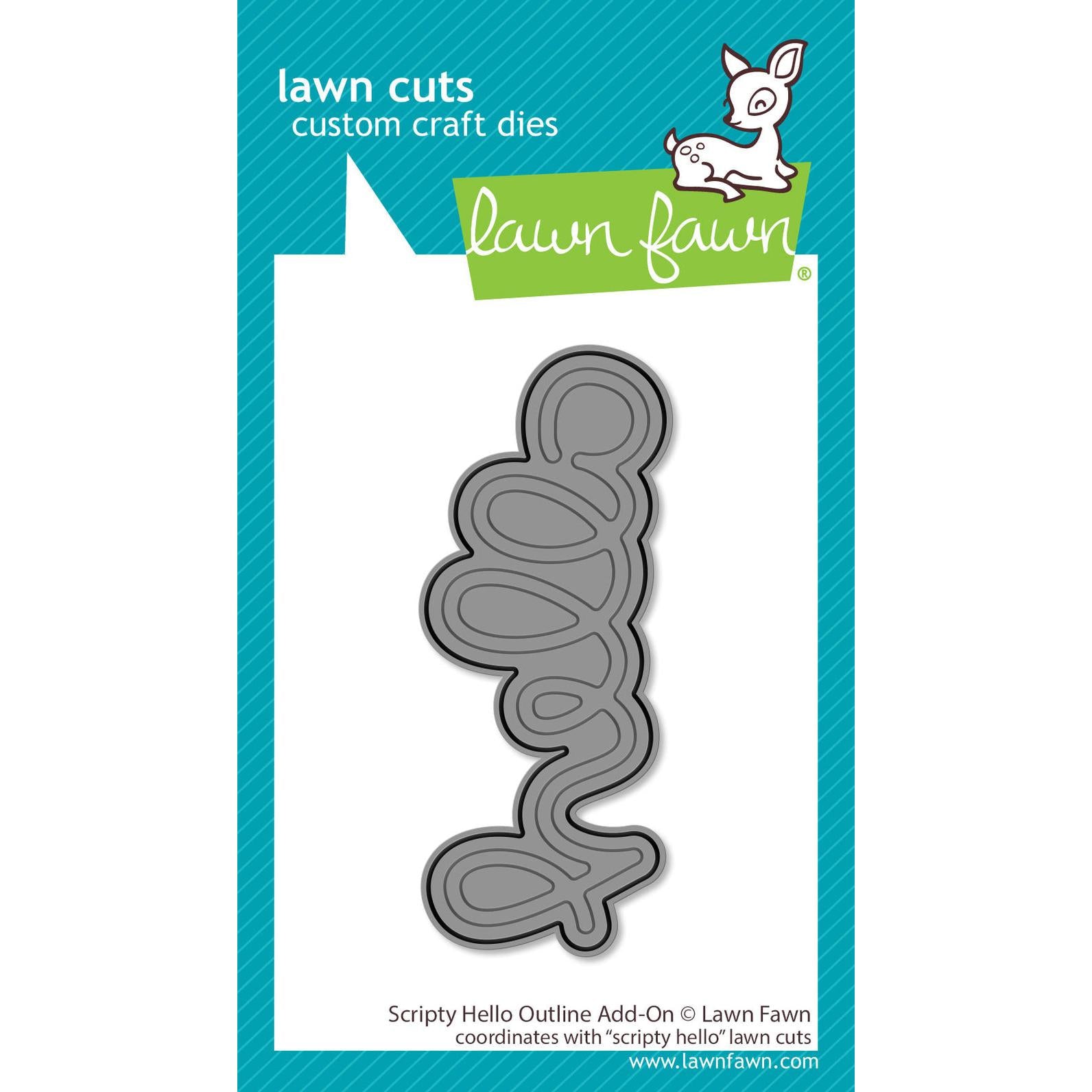 Lawn Fawn - Lawn Cuts - Scripty Hello Outline Add-On-ScrapbookPal