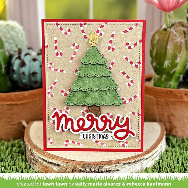 Lawn Fawn - Lawn Cuts - Scripty Merry Outline Add-On-ScrapbookPal