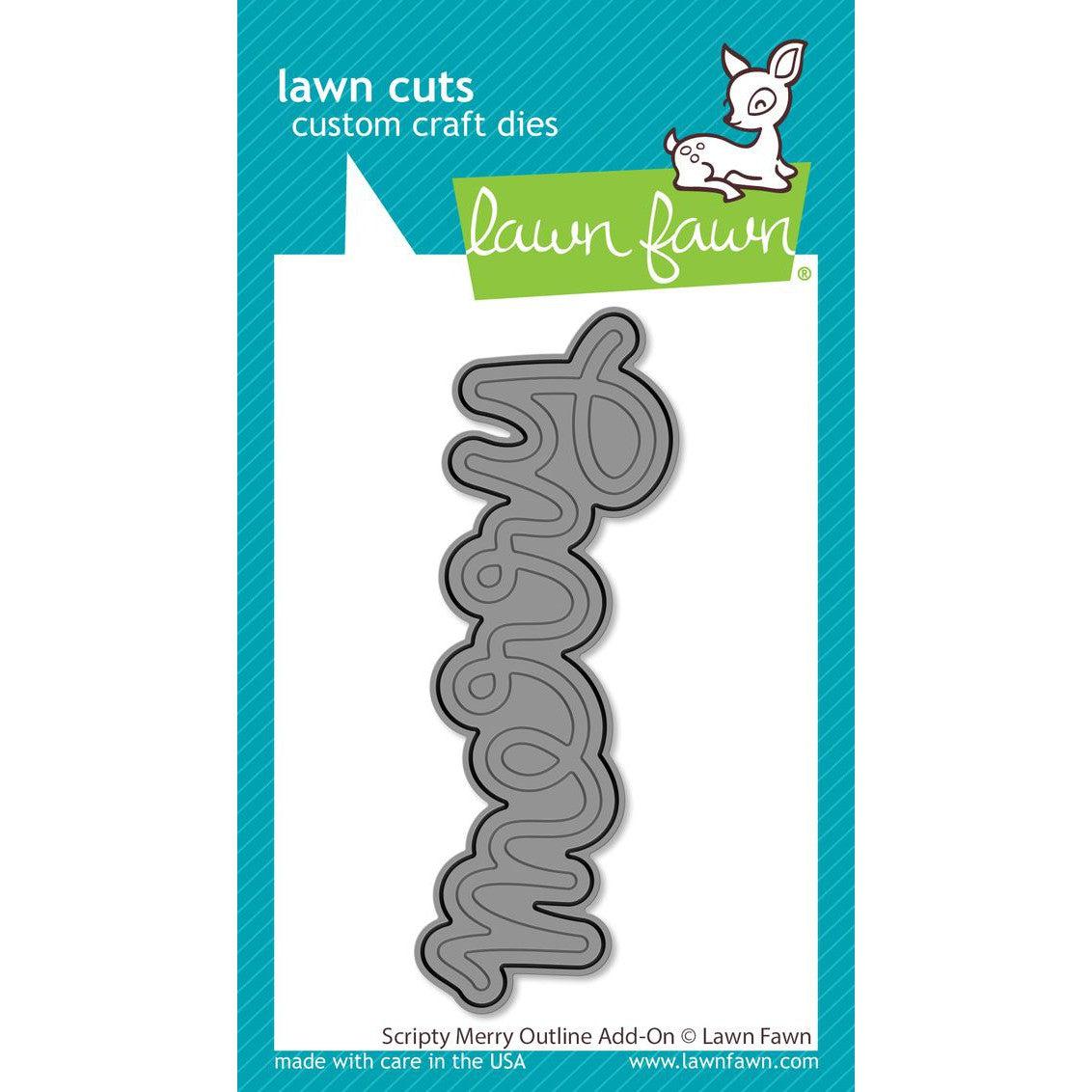 Lawn Fawn - Lawn Cuts - Scripty Merry Outline Add-On-ScrapbookPal