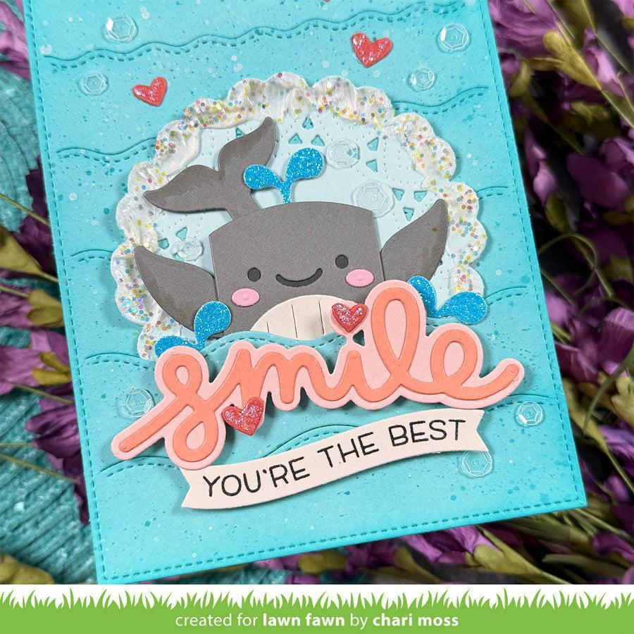 Lawn Fawn - Lawn Cuts - Scripty Smile Outline Add-On-ScrapbookPal