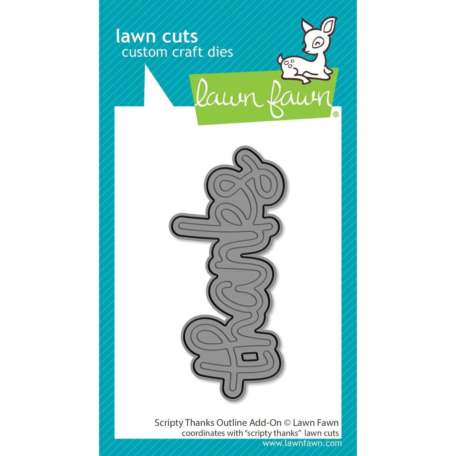 Lawn Fawn - Lawn Cuts - Scripty Thanks Outline Add-On-ScrapbookPal