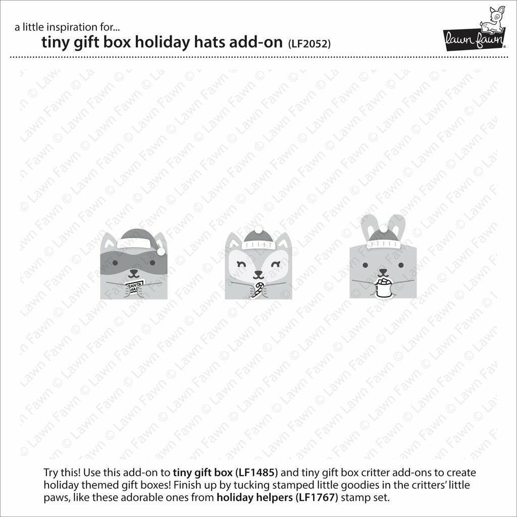 Lawn Fawn - Lawn Cuts - Tiny Gift Box Holiday Hats Add-On-ScrapbookPal