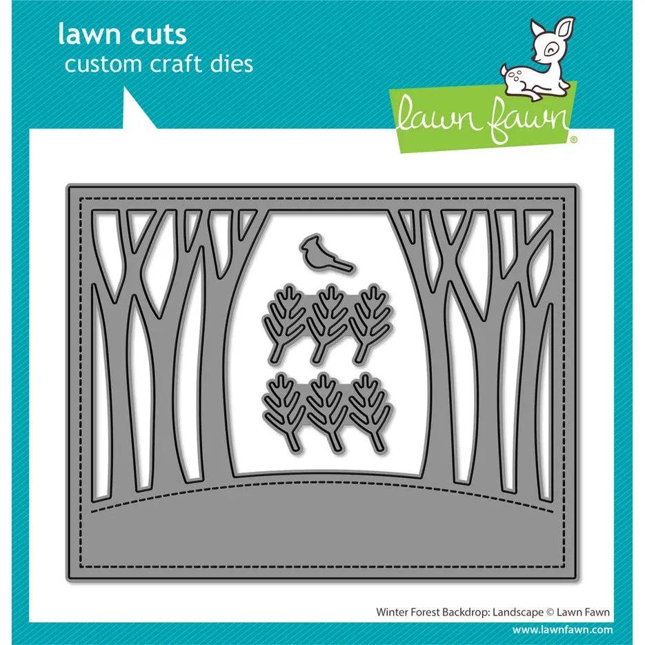 Lawn Fawn - Lawn Cuts - Winter Forest Backdrop: Landscape-ScrapbookPal