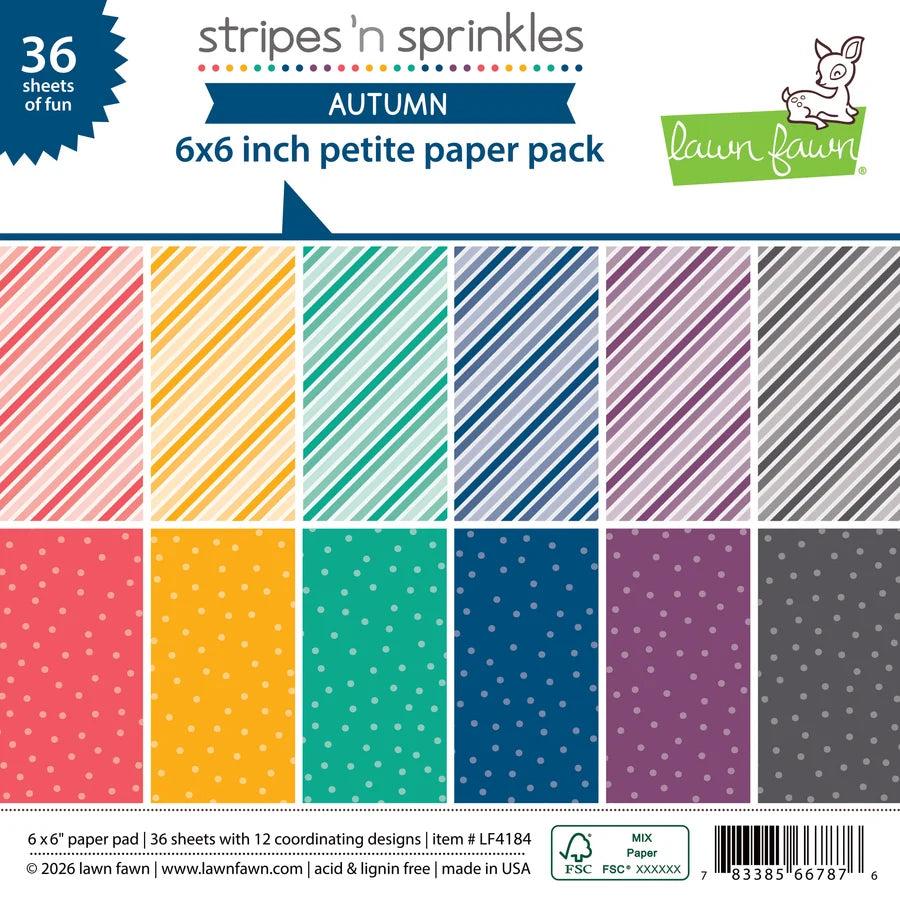 Lawn Fawn - Petite Paper Pack - Stripes 'n Sprinkles Autumn-ScrapbookPal