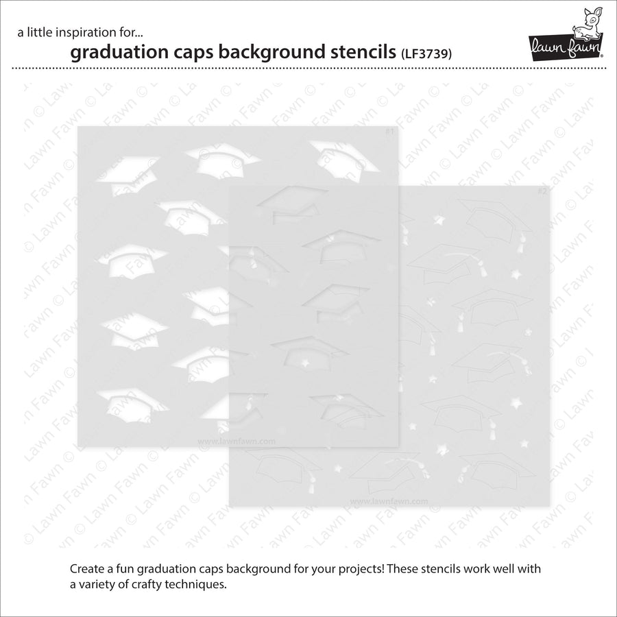 Lawn Fawn - Stencils - Graduation Caps Background-ScrapbookPal