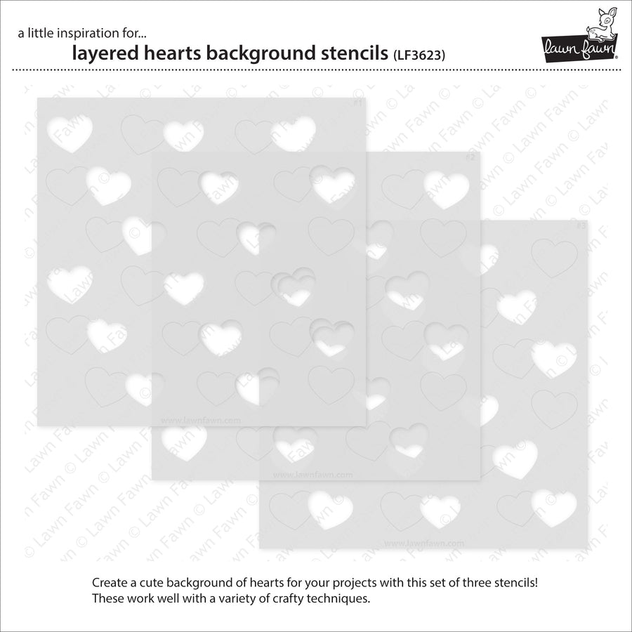 Lawn Fawn - Stencils - Layered Hearts Background-ScrapbookPal