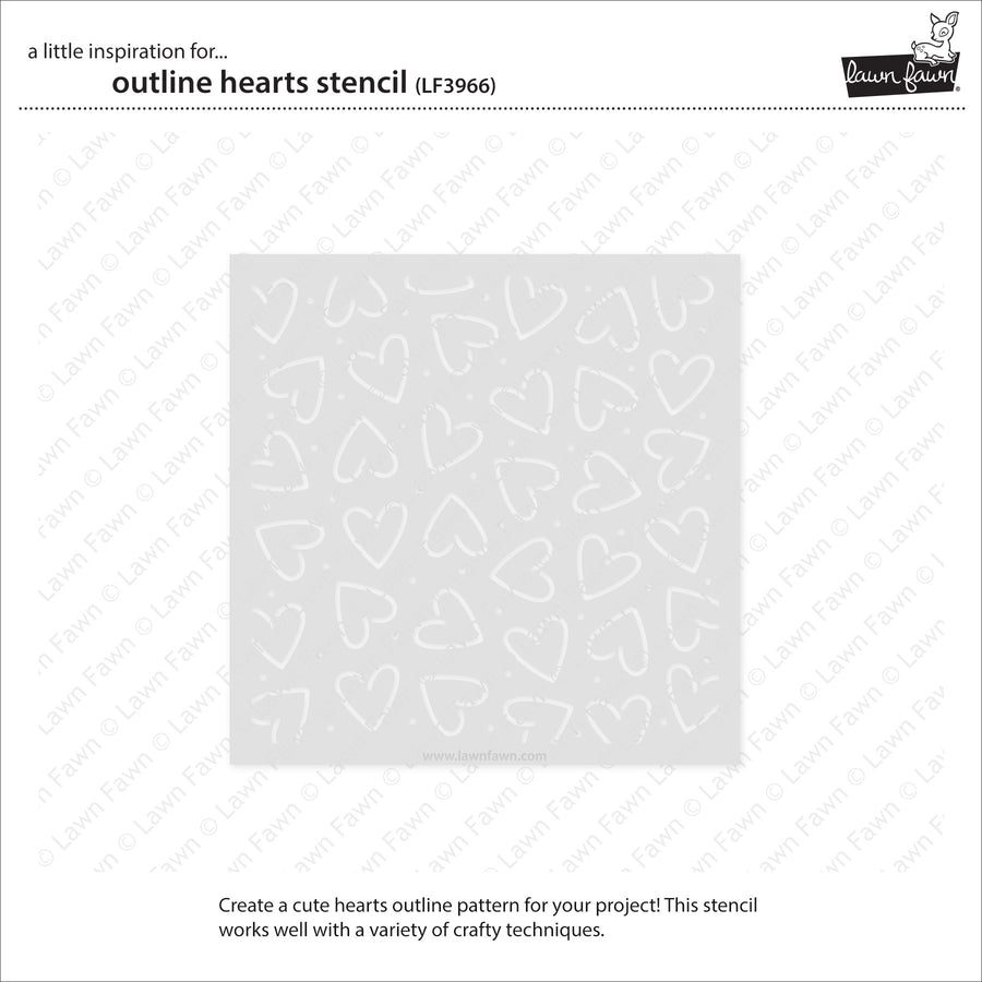 Lawn Fawn - Stencils - Outline Hearts-ScrapbookPal