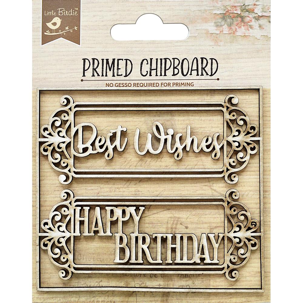 Little Birdie - Primed Chipboard - Happy Birthday-ScrapbookPal