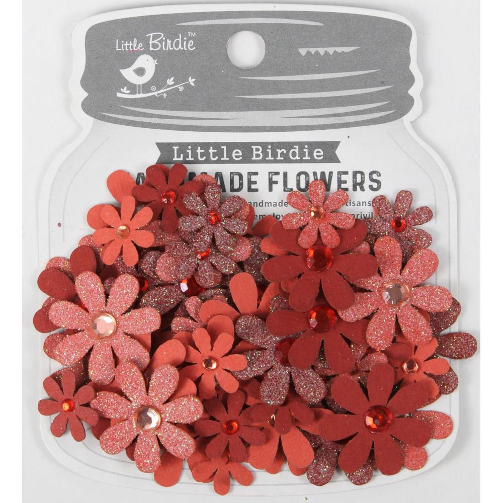 Little Birdie - Sparkle Florettes Paper Flowers - Scarlet Blend-ScrapbookPal