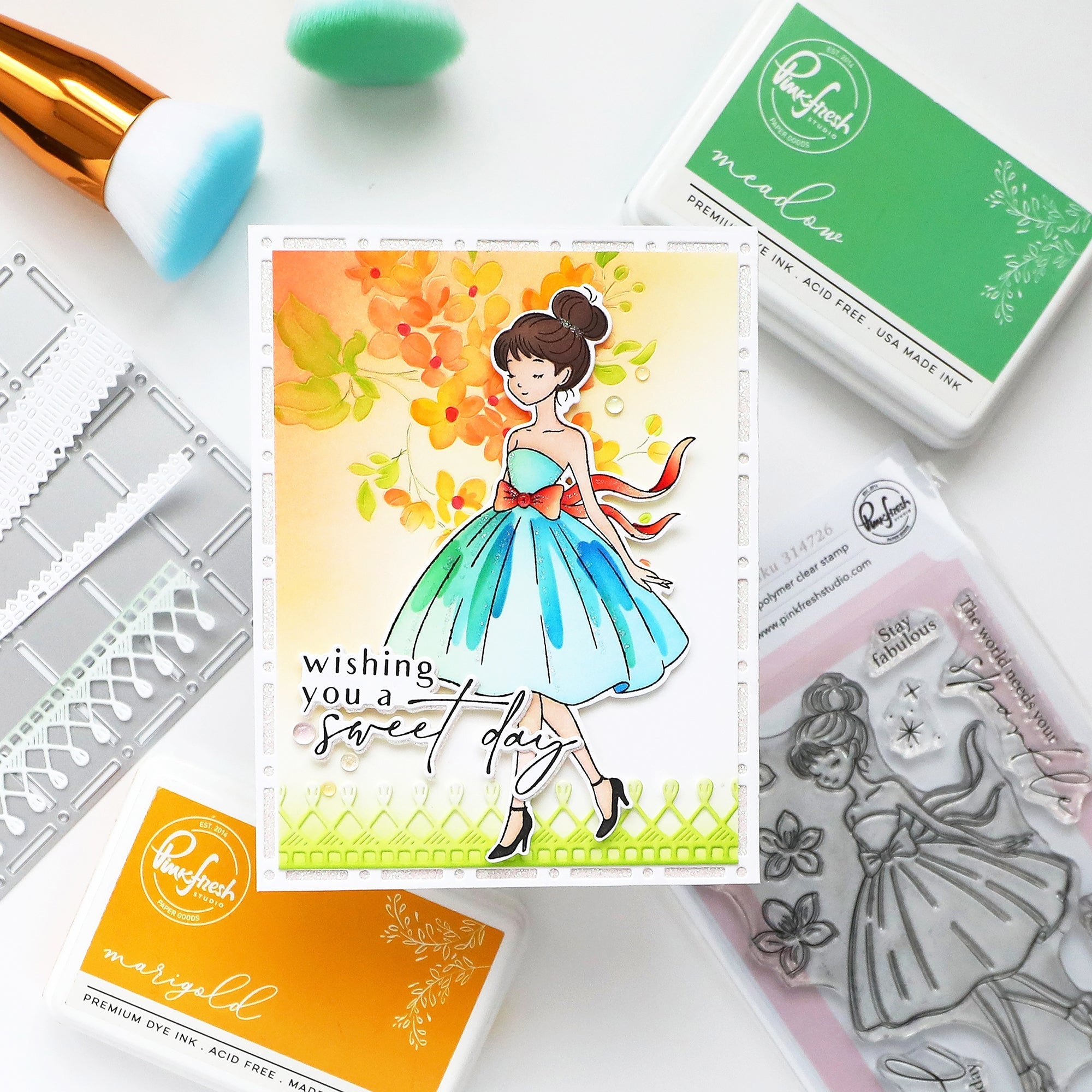 Pinkfresh Studio - Stencils - Couture Grace-ScrapbookPal