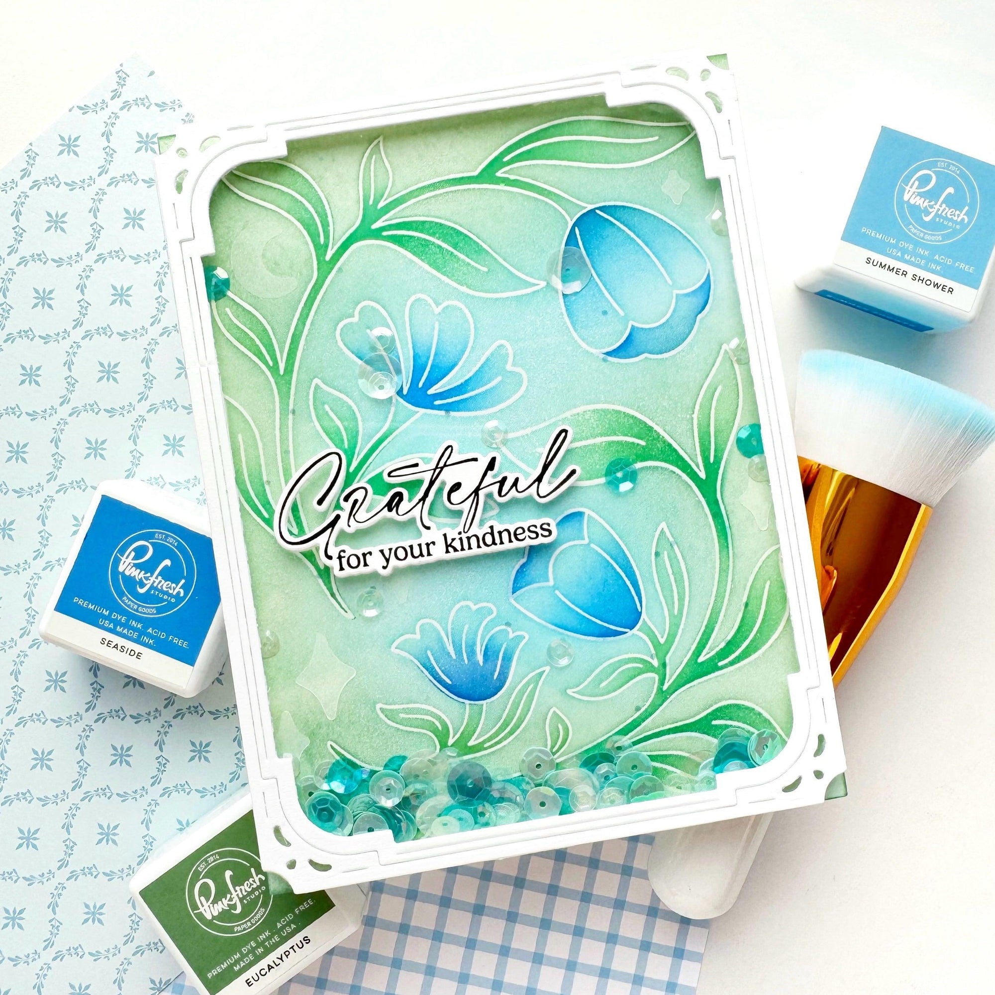 Pinkfresh Studio - Stencils - Moonlit Blooms-ScrapbookPal