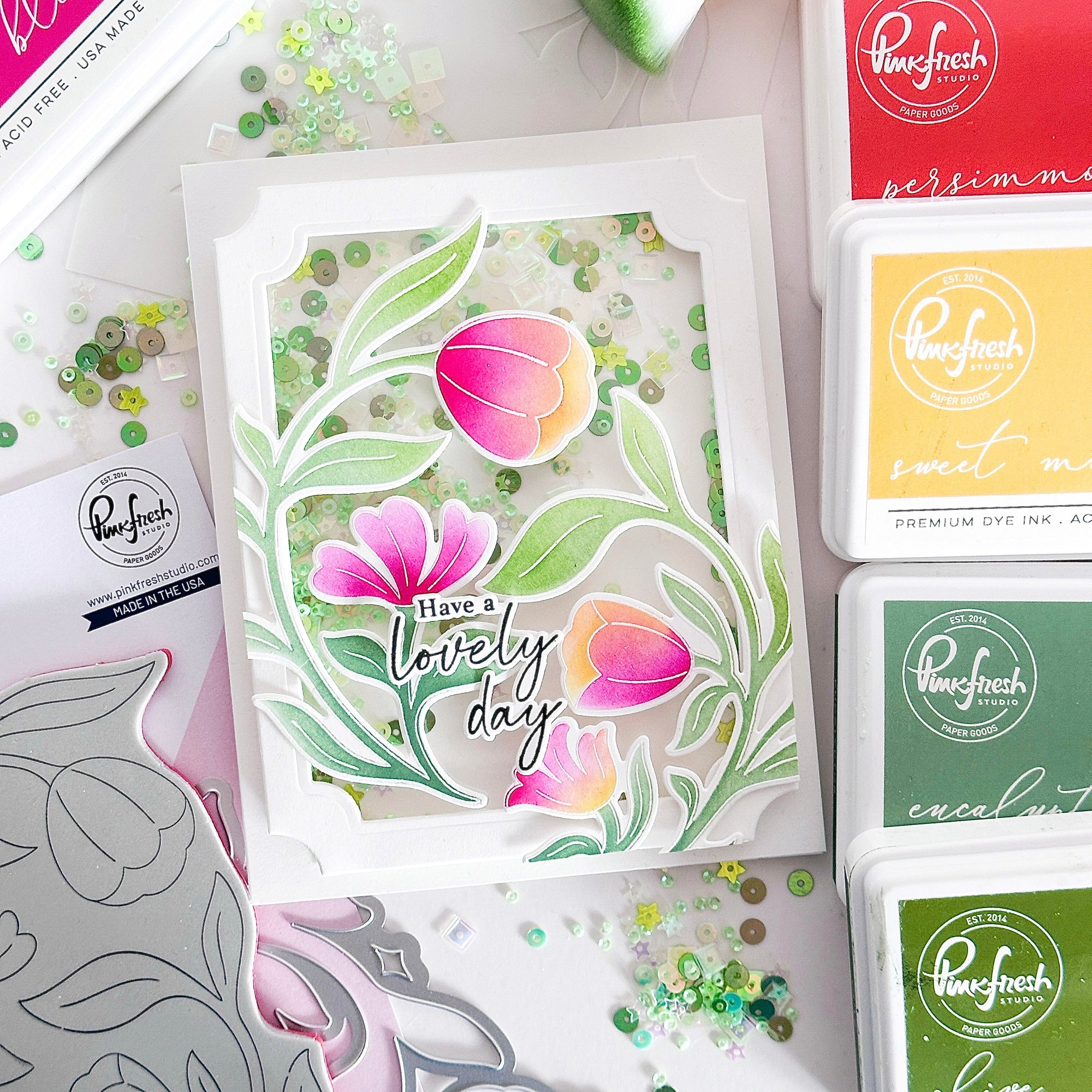 Pinkfresh Studio - Stencils - Moonlit Blooms-ScrapbookPal