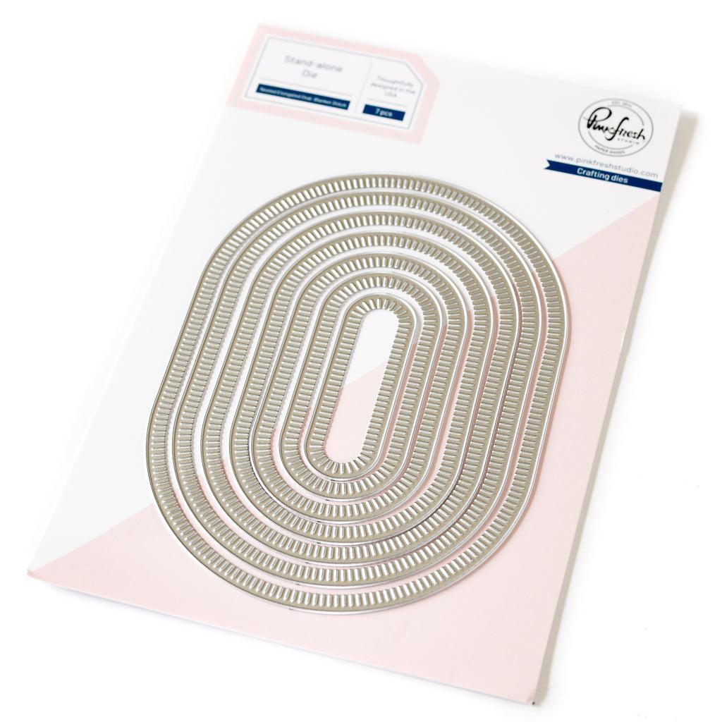 Pinkfresh Studio - Dies - Nested Elongated Ovals Blanket Stitched-ScrapbookPal