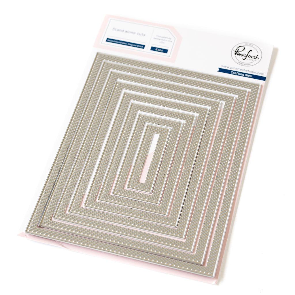 Pinkfresh Studio - Dies - Nested Rectangles Diagonal Stitch-ScrapbookPal