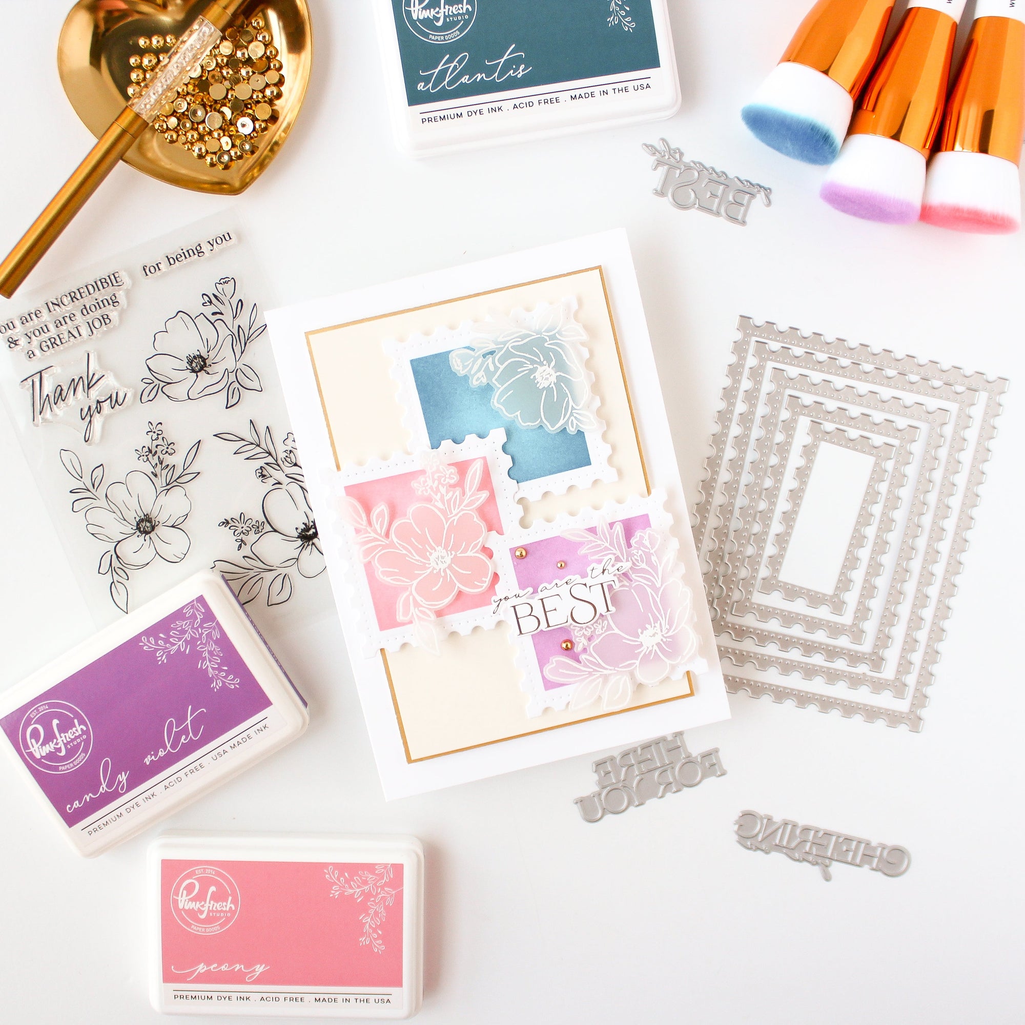 Pinkfresh Studio - Dies - Nested Rectangles Postage Edge-ScrapbookPal