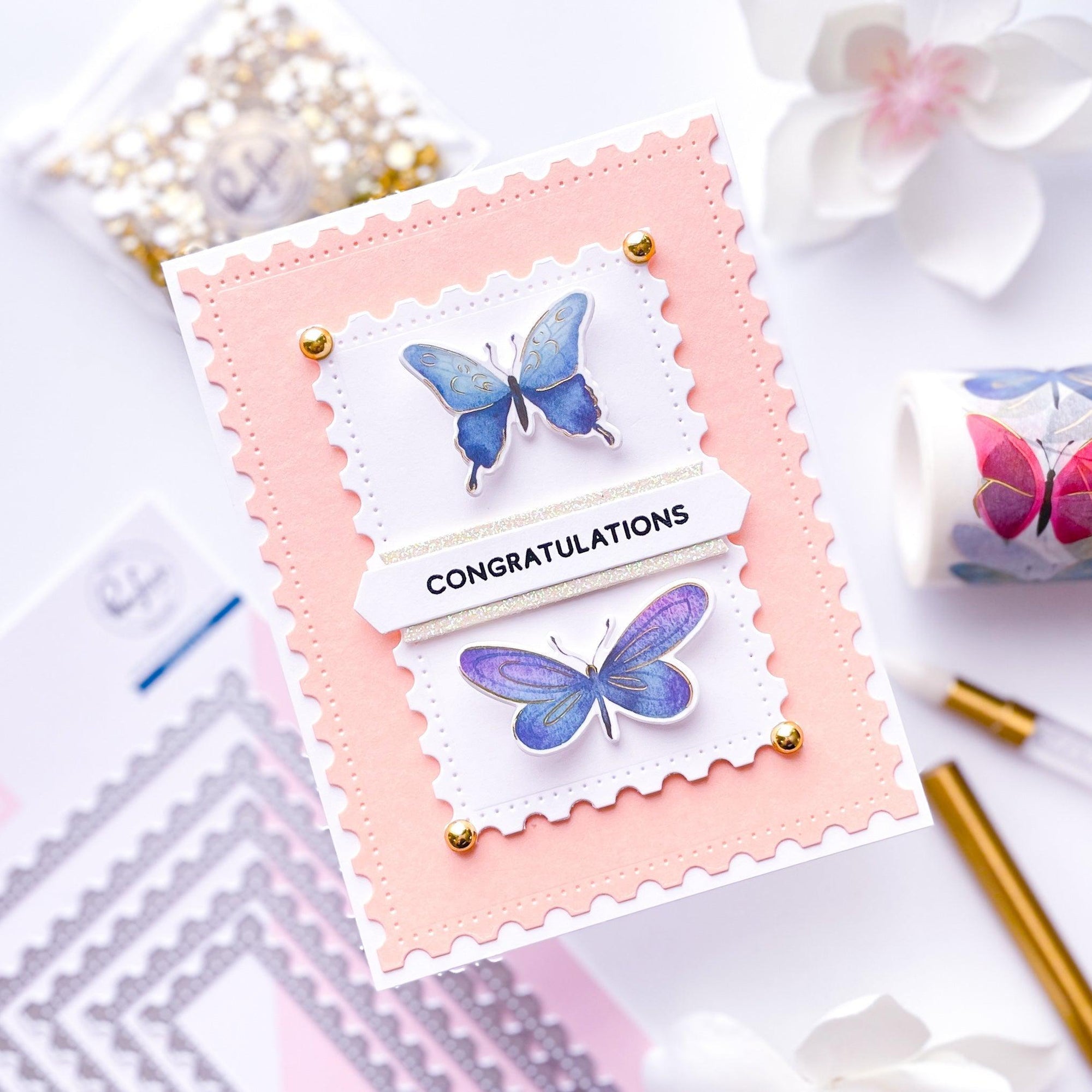 Pinkfresh Studio - Dies - Nested Rectangles Postage Edge-ScrapbookPal