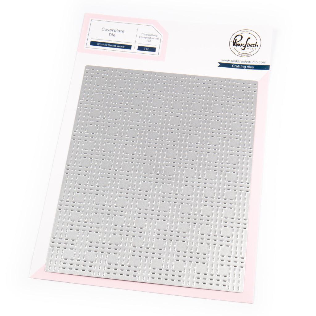 Pinkfresh Studio - Dies - Stitched Basket Weave Cover Plate-ScrapbookPal