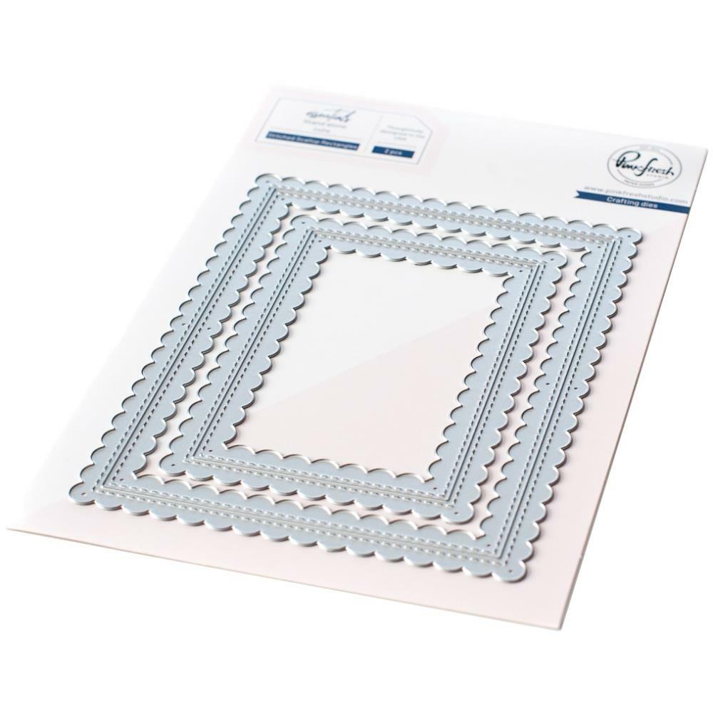 Pinkfresh Studio - Dies - Stitched Scallop Rectangles-ScrapbookPal