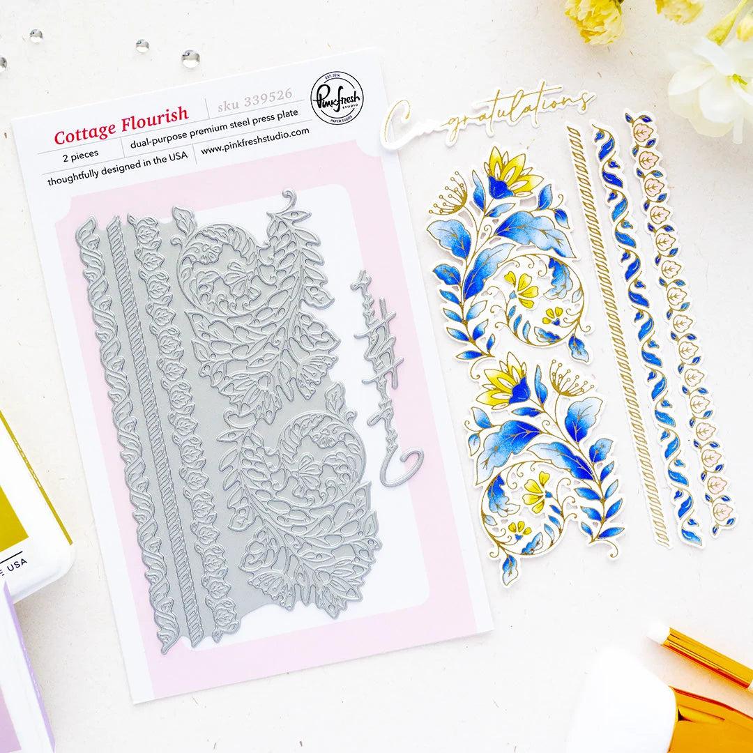 Pinkfresh Studio - Press Plates - Cottage Flourish-ScrapbookPal