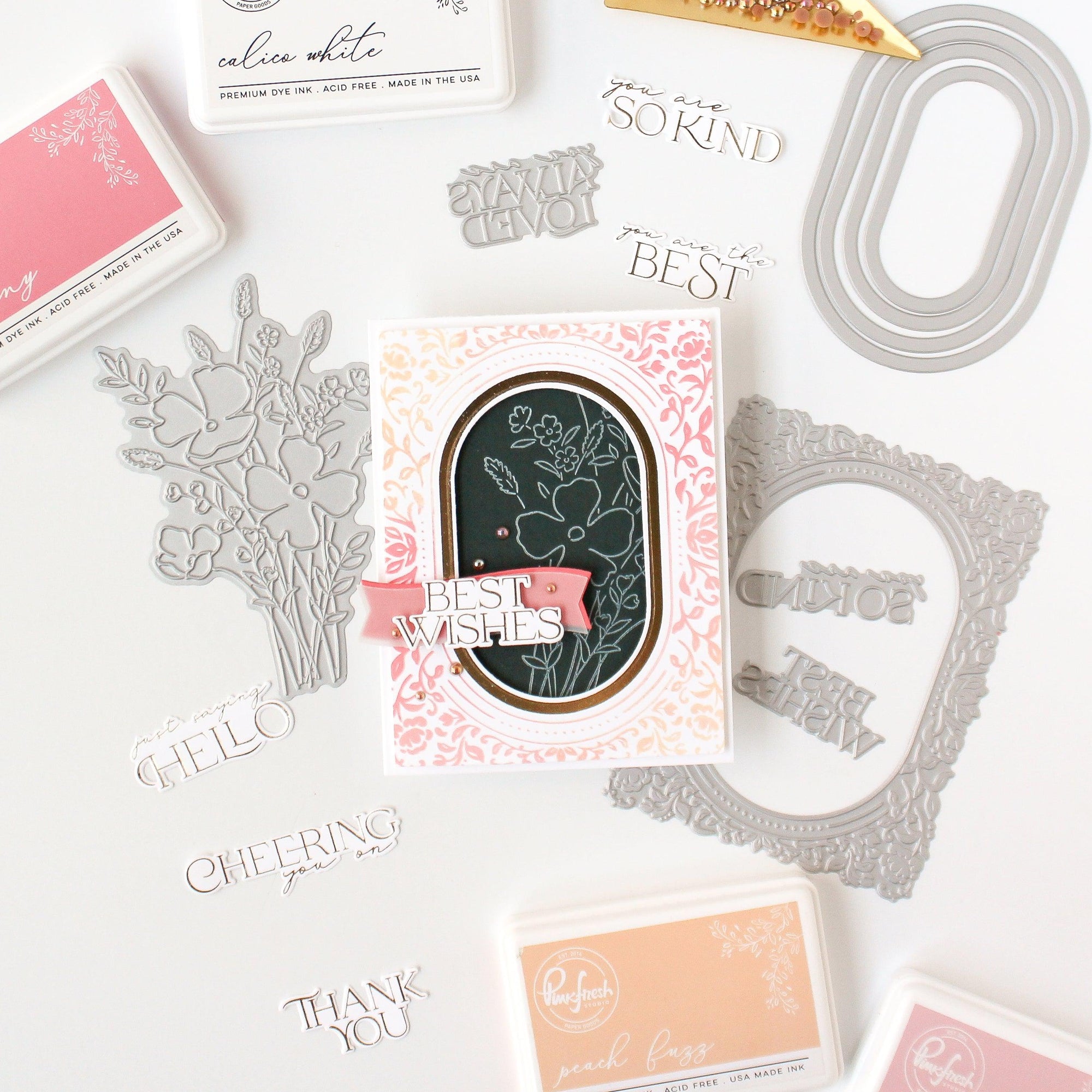 Pinkfresh Studio - Press Plates - Dainty Floral Frame-ScrapbookPal