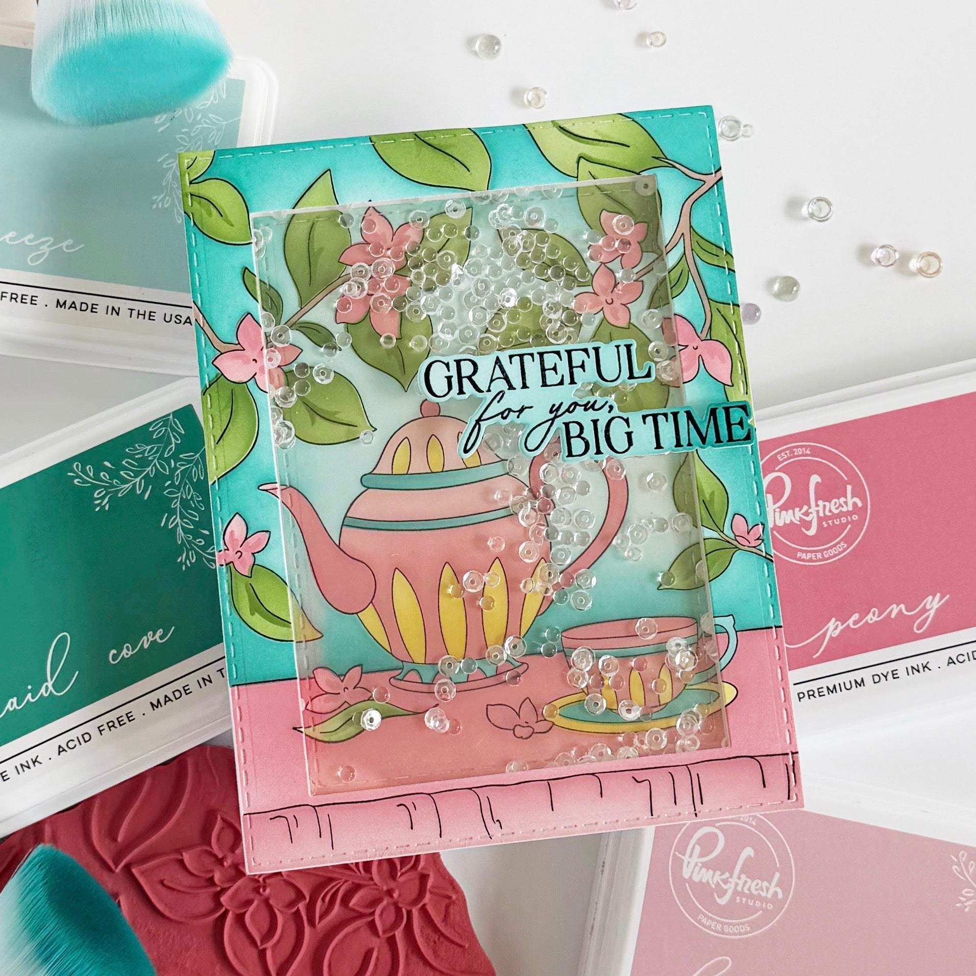 Pinkfresh Studio - Stencils - Bloom &amp; Brew-ScrapbookPal