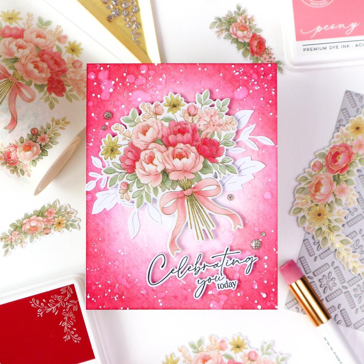 Pinkfresh Studio - Stencils - Celebrate in Blooms-ScrapbookPal