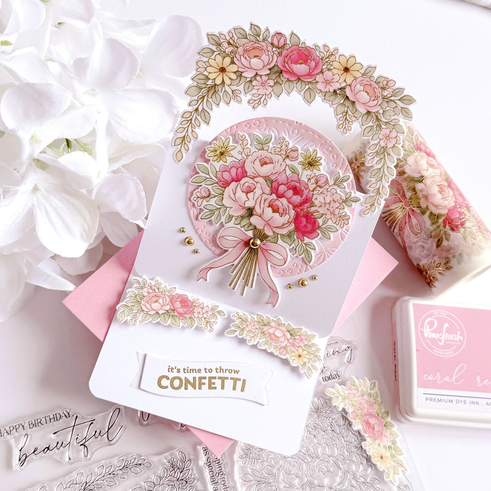 Pinkfresh Studio - Stencils - Celebrate in Blooms-ScrapbookPal