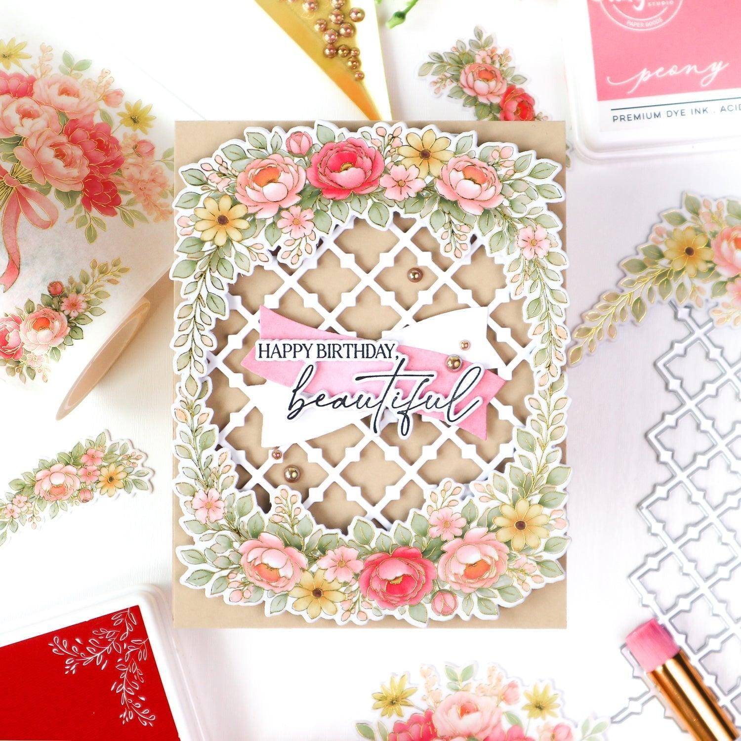 Pinkfresh Studio - Stencils - Celebrate in Blooms-ScrapbookPal