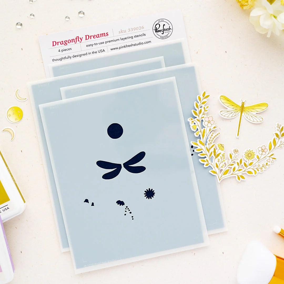 Pinkfresh Studio - Stencils - Dragonfly Dreams-ScrapbookPal