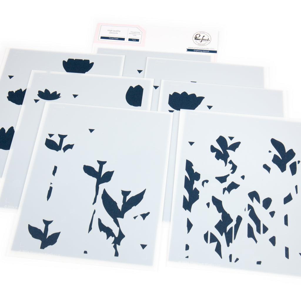 Pinkfresh Studio - Stencils - Floral Field-ScrapbookPal