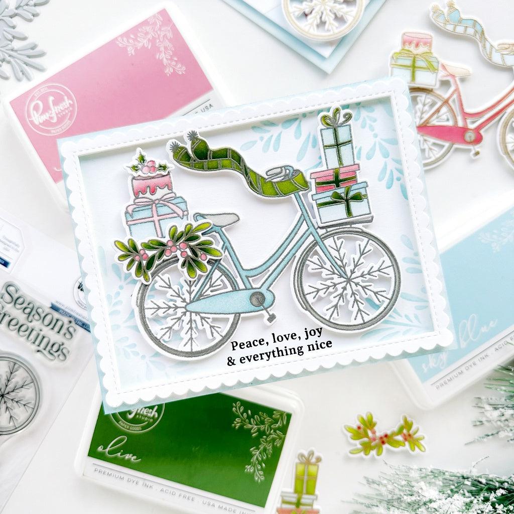 Pinkfresh Studio - Stencils - Holiday Bicycle-ScrapbookPal