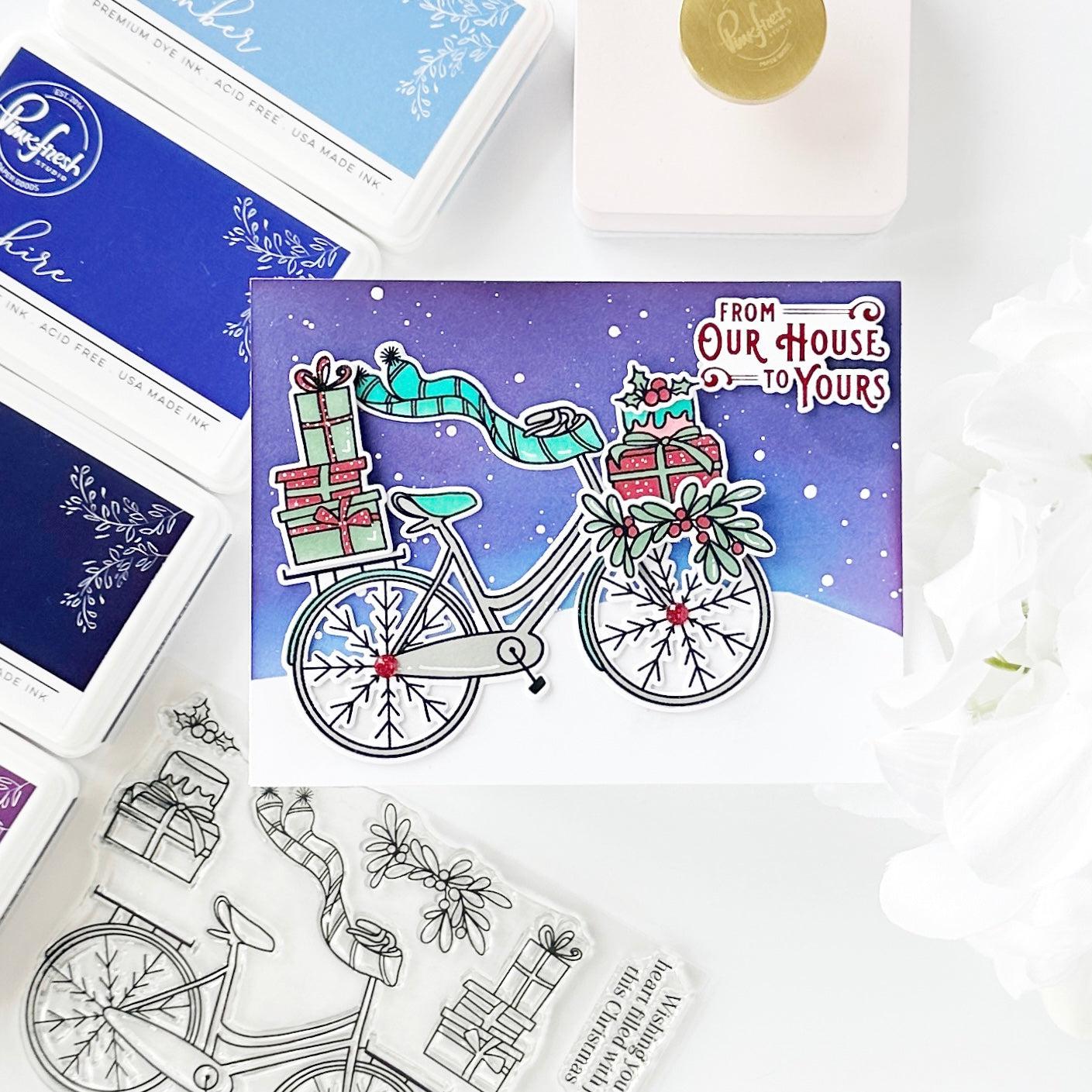 Pinkfresh Studio - Stencils - Holiday Bicycle-ScrapbookPal