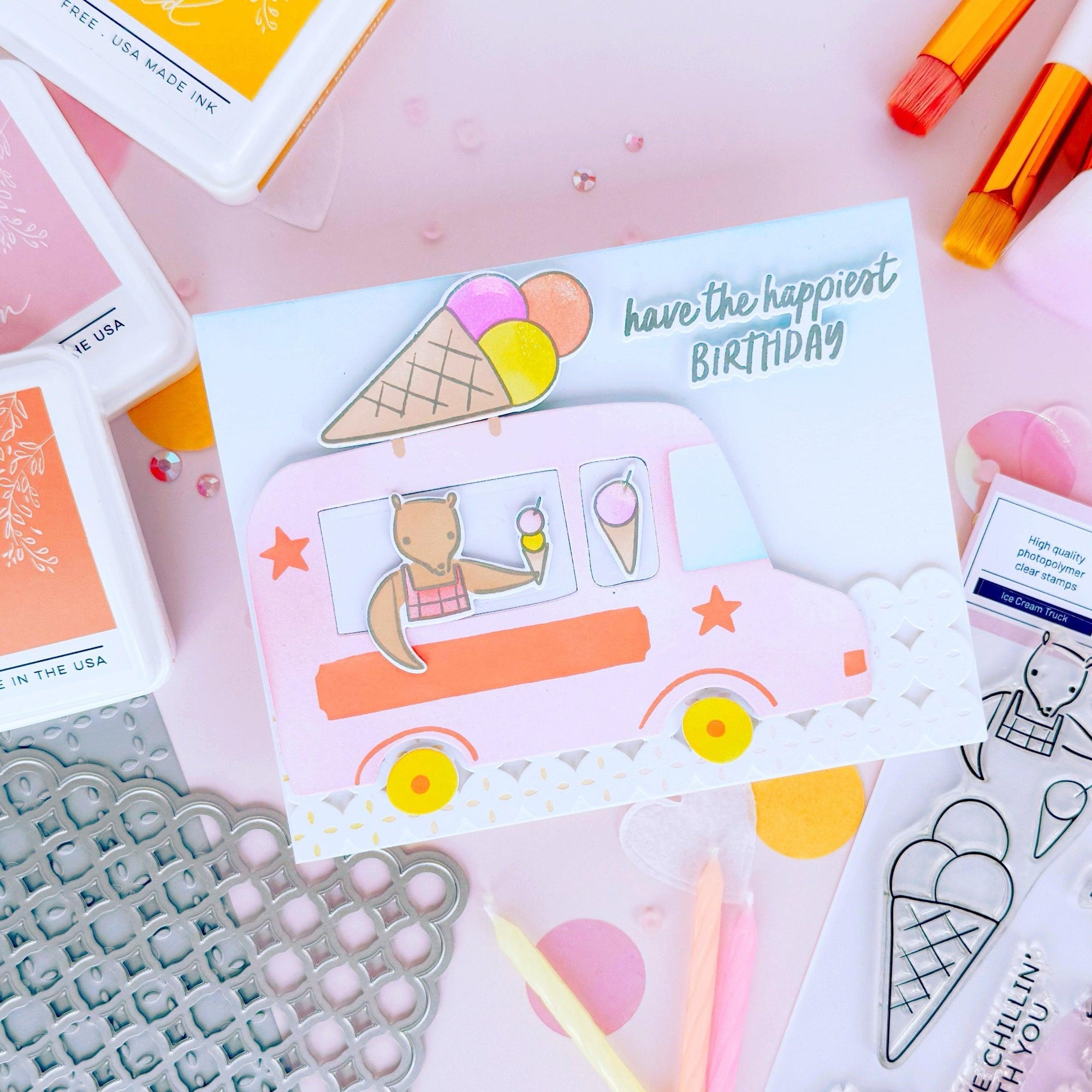 Pinkfresh Studio - Clear Stamps - Ice Cream Truck-ScrapbookPal