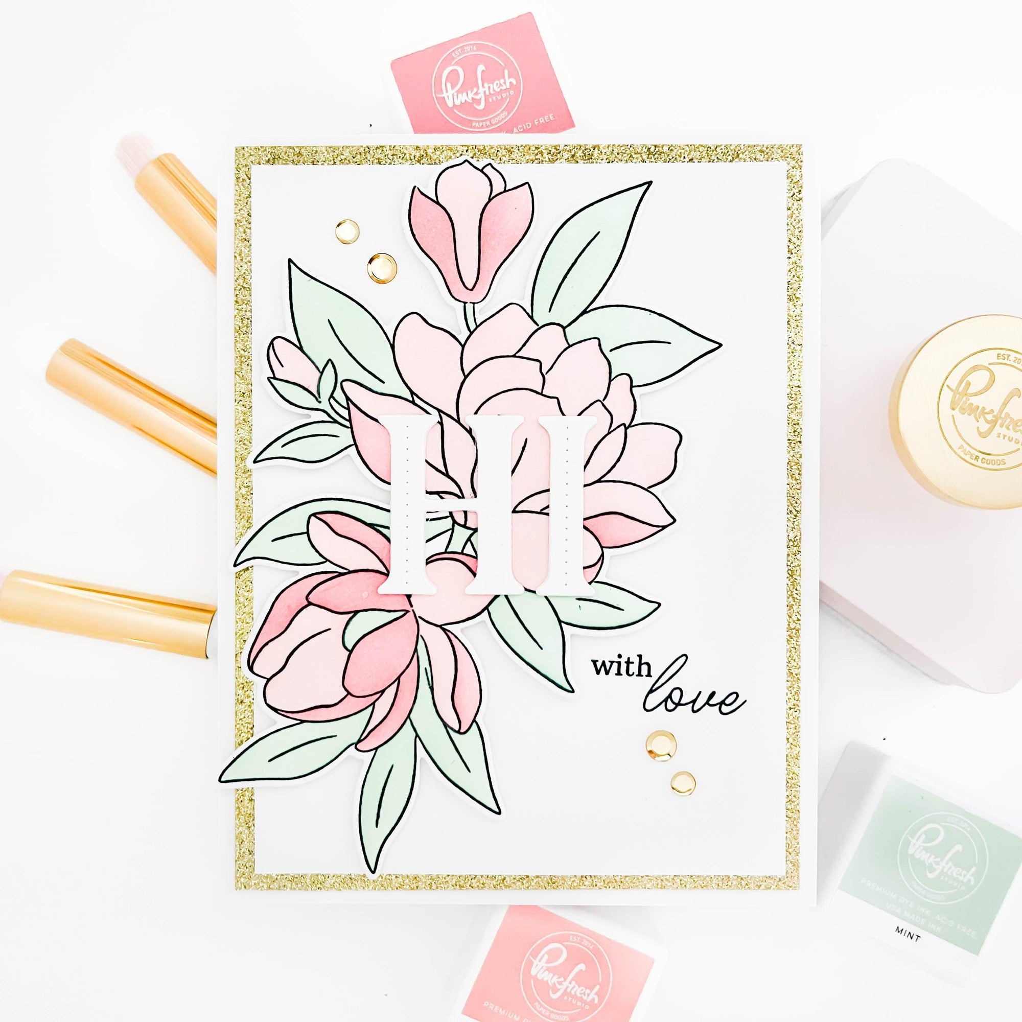 Pinkfresh Studio - Stencils - Magnificent Magnolia-ScrapbookPal