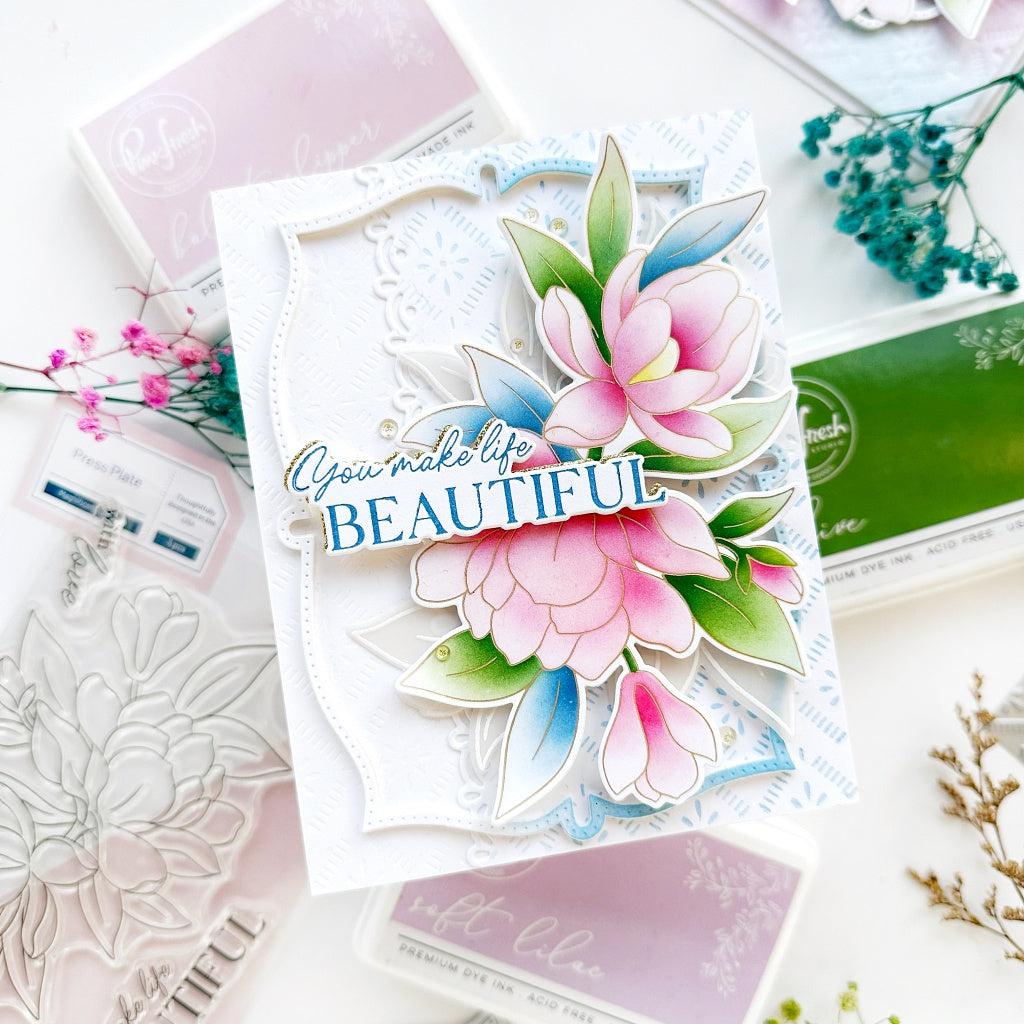 Pinkfresh Studio - Stencils - Magnificent Magnolia-ScrapbookPal