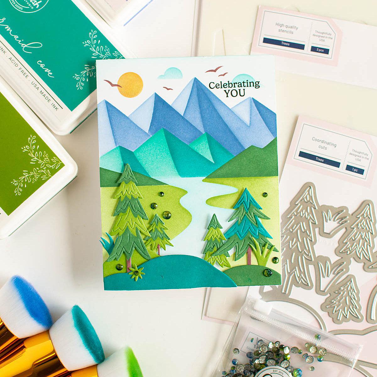 Pinkfresh Studio - Stencils - Mountains-ScrapbookPal